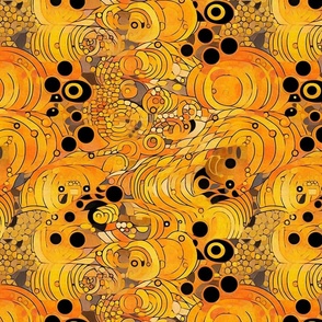 art nouveau abstract in gold and orange inspired by gustav klimt