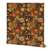 gold and orange art nouveau flowers inspired by gustav klimt