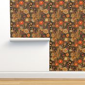 gold and orange art nouveau flowers inspired by gustav klimt