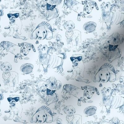 Dog Park Toile // Navy (Small Scale)