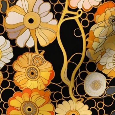 golden sunflowers inspired by gustav klimt