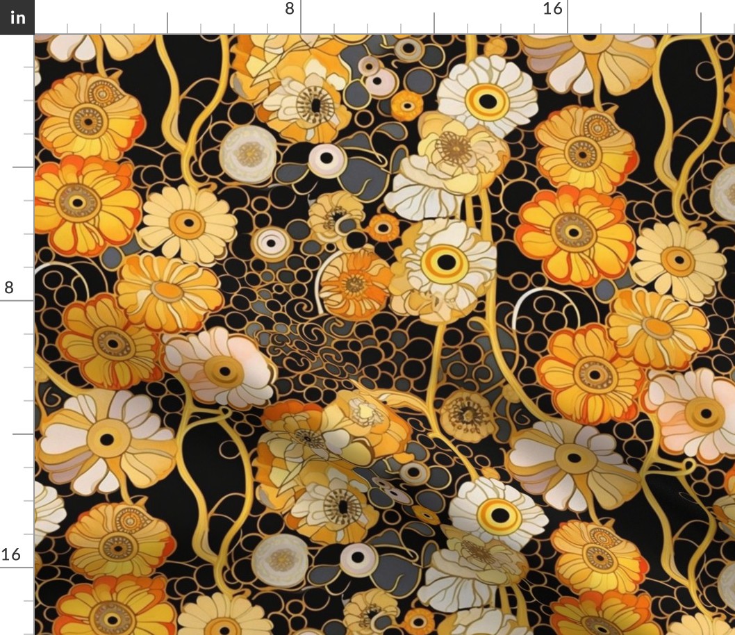 golden sunflowers inspired by gustav klimt