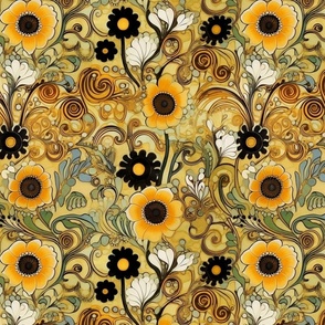 art nouveau sunflower profusion inspired by gustav klimt