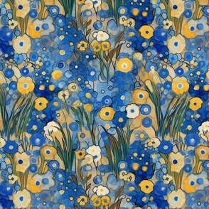 bluebonnets and golden botanicals inspired by gustav klimt