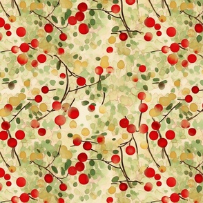 watercolor cherry profusion inspired by gustav klimt