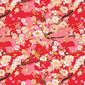 cherry trees full of blossoms inspired by gustav klimt