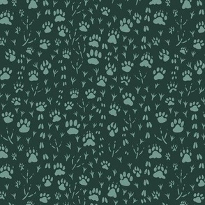 Animal Tracks in Jungle Green  | Medium Version | Bohemian Style Pattern in Shades of Green