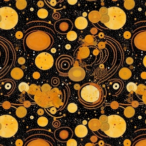 gold nebula in outer space inspired by gustav klimt