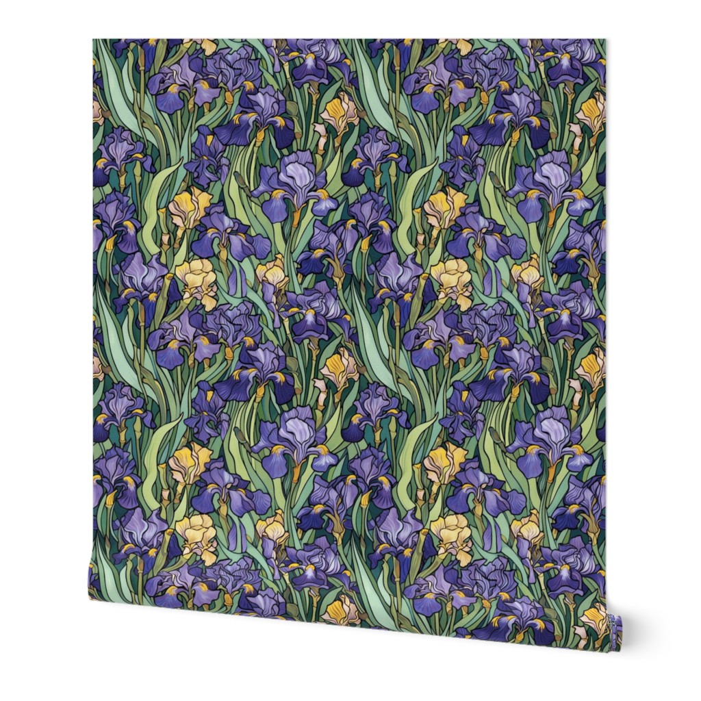 purple and gold irises inspired by gustav klimt