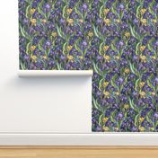 purple and gold irises inspired by gustav klimt