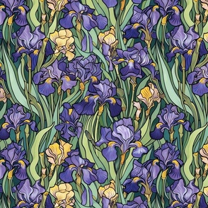 purple and gold irises inspired by gustav klimt