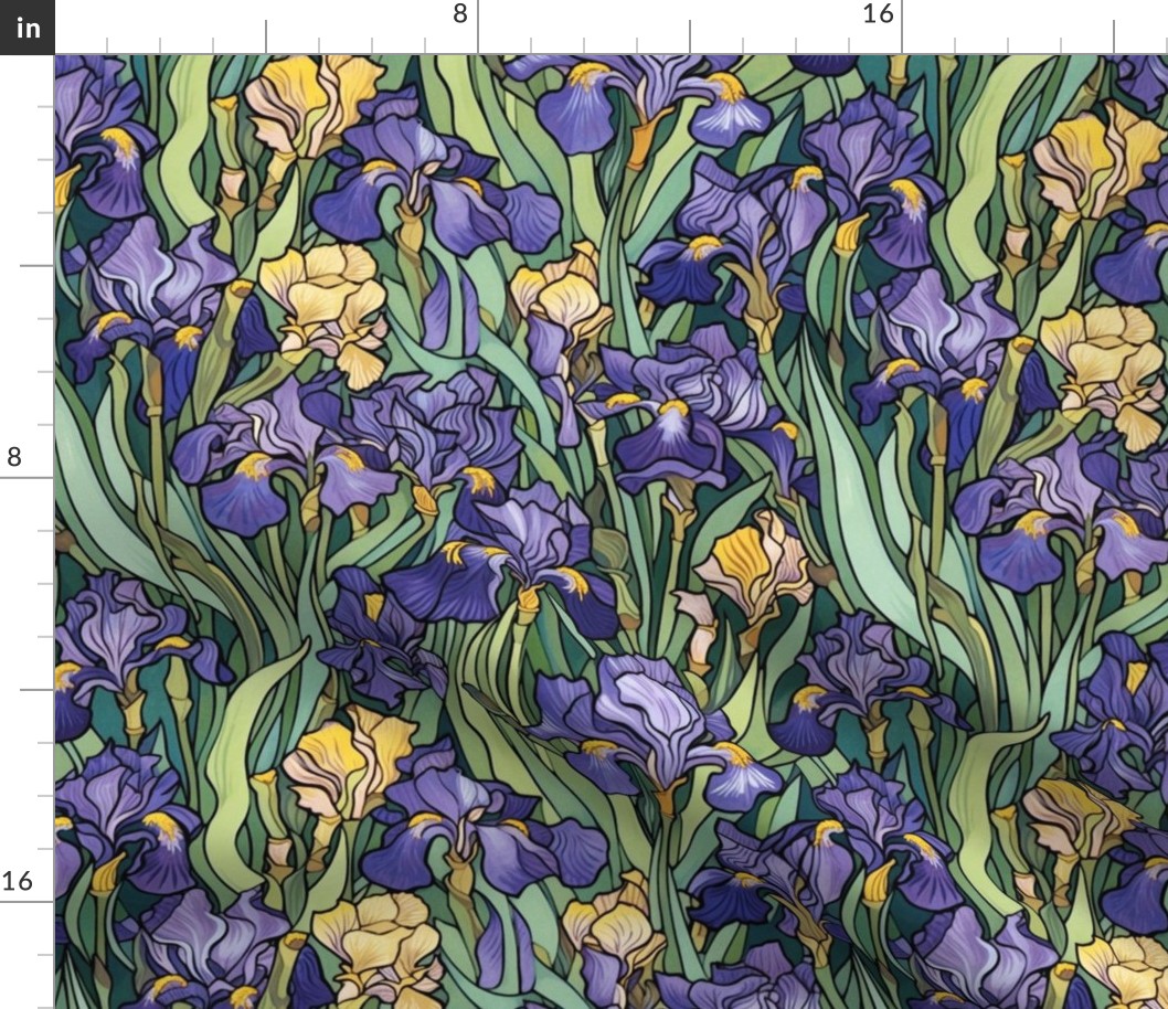 purple and gold irises inspired by gustav klimt