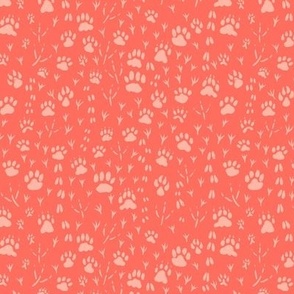 Animal Tracks in Sunset Red | Medium Version | Bohemian Style Pattern in Shades of Red