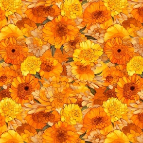 gustav klimt inspired gold and orange marigolds