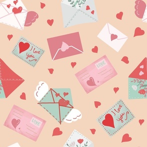 Pink flying love letters