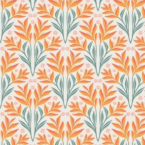 Bird of Paradise in Fiery Orange and Red  | Medium Version | Bohemian Style Jungle Pattern in Shades of Red and Orange