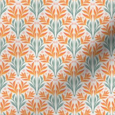 Bird of Paradise in Fiery Orange and Red  | Small Version | Bohemian Style Jungle Pattern in Shades of Red and Orange