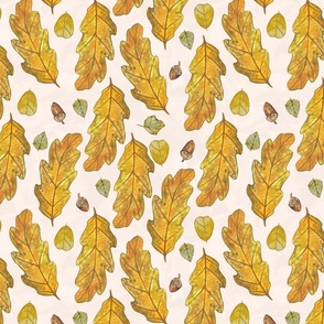 Hand-painted Oak Autumn Leaves and Acorns Small Scale