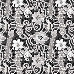 Lace floral black and white