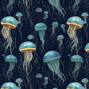 surreal blue jellyfish