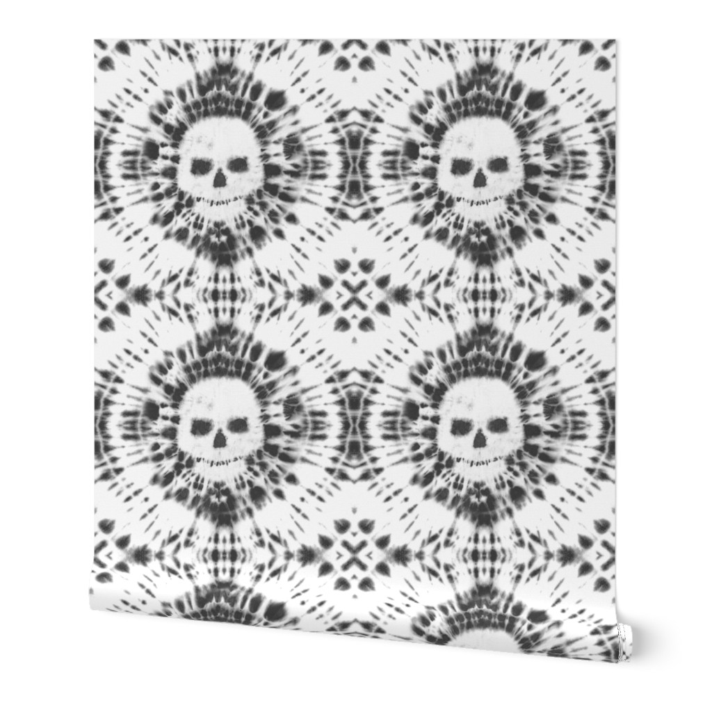 Tie dye skull design. Black and white