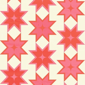 Celestial Winter Quilt In Pink And Red