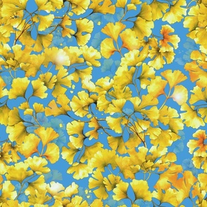 Ginkgo Seasons - Summer - Sky Blue Wallpaper