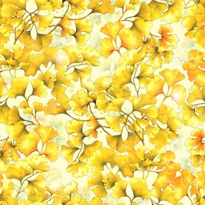 Ginkgo Seasons - Summer - Pale Yellow Wallpaper