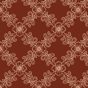 Western Floral Cream on Brown 8” repeat