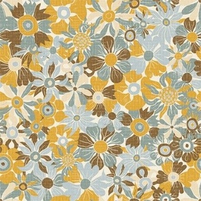 Maximalist Floral Garden Yellow and Blue 2