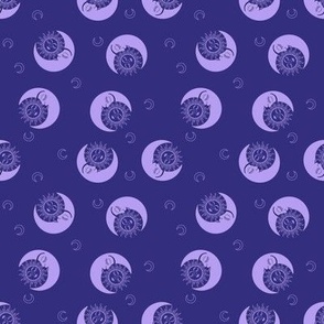 Lilac sunmoons on indigo 