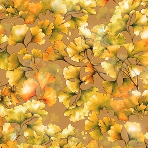 Ginkgo Seasons - Late Fall - Latte Spice Wallpaper 