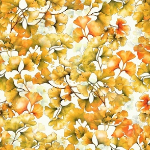  Ginkgo Seasons - Late Fall - Pale Cream Wallpaper
