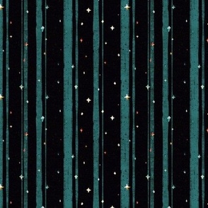 Sparkling marbled stars on green stripes with a black background