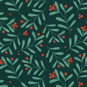 Christmas Delight_Merry Berry in Emerald 20x14