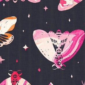 Whimsical Gothic Pink and Peach Marble Moths