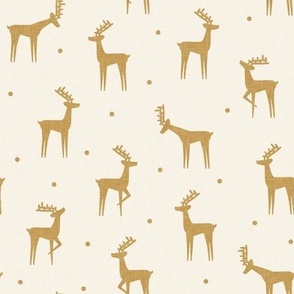 reindeer - winter Christmas - gold on cream with polka dots - LAD23