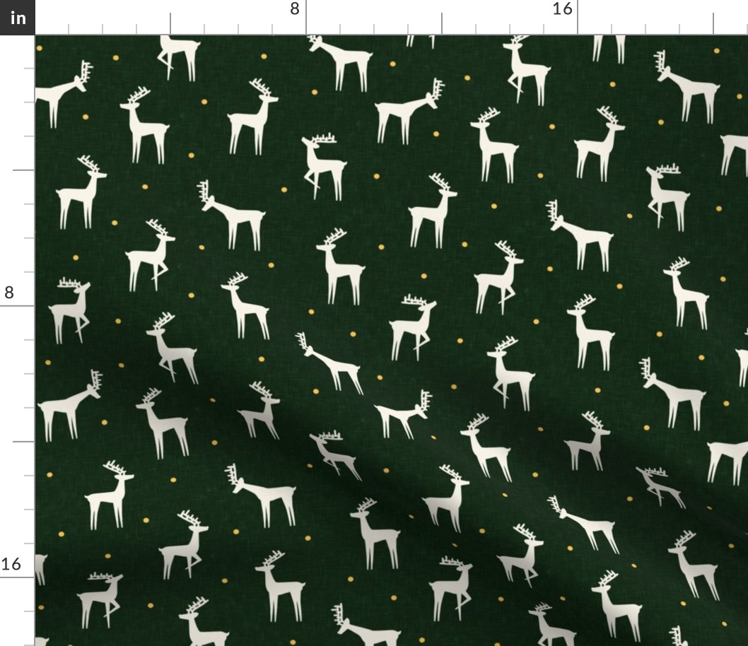 reindeer - winter Christmas - green with gold polka dots - LAD23