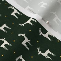 (small scale) reindeer - winter Christmas - green with gold polka dots - LAD23