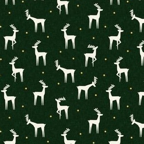 (small scale) reindeer - winter Christmas - green with gold polka dots - LAD23
