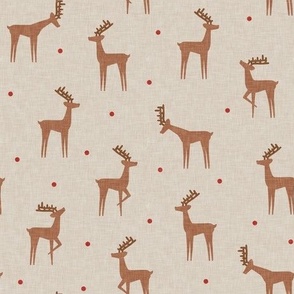 reindeer - winter Christmas - beige with red polka dots  - LAD23