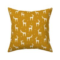 reindeer - winter Christmas - gold mustard with polka dots - LAD23