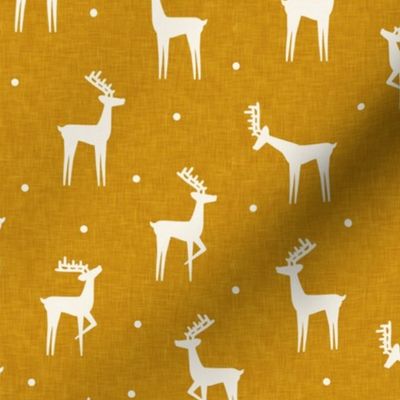 reindeer - winter Christmas - gold mustard with polka dots - LAD23