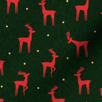 reindeer - winter Christmas - red/green with polka dots - LAD23