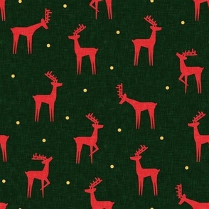 reindeer - winter Christmas - red/green with polka dots - LAD23