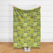 90s Style Post Modern Lunar Moon Phases Print on Acid Green