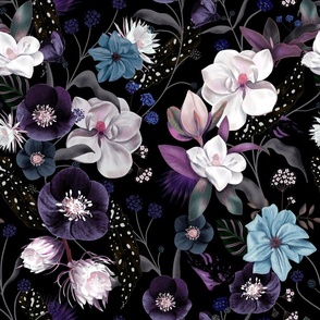 Dark Botanical Dream in Blue II M