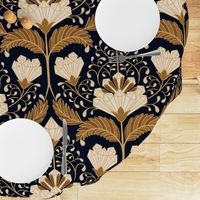 whimsigothic crystal floral-moody-black, gold and white- large scale