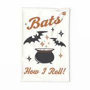 Bats How I Roll Halloween Tea Towel Wall Hanging Ivory