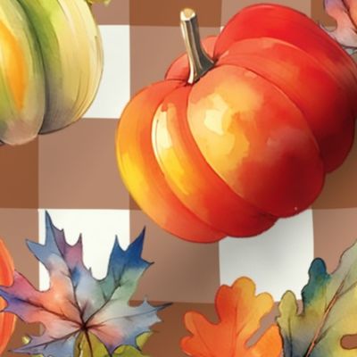 Pumpkin Medley - Cream/Cinnamon Gingham